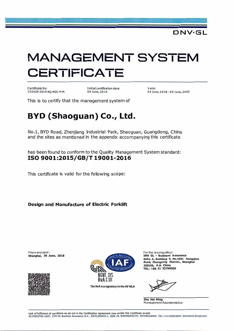 Quality Management System Certificate - ISO9001:2015GBT19001-2016 (English) case1