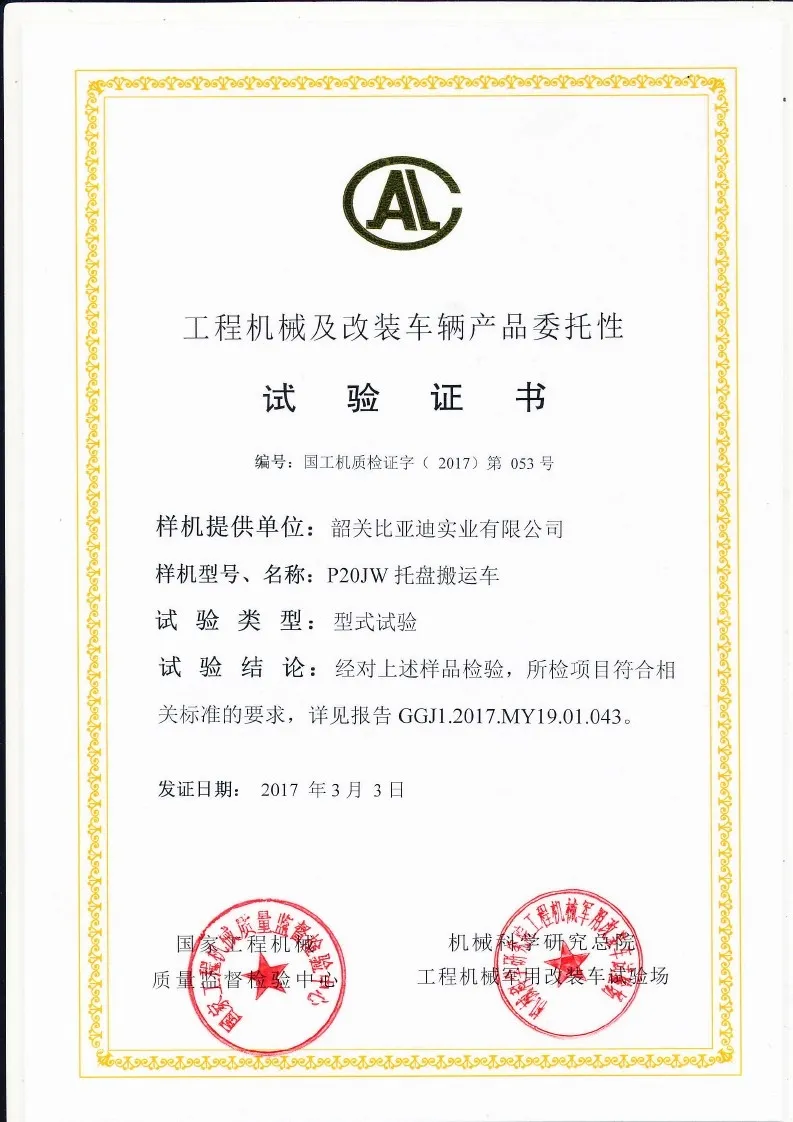 P20JW type test certificate(Image1)